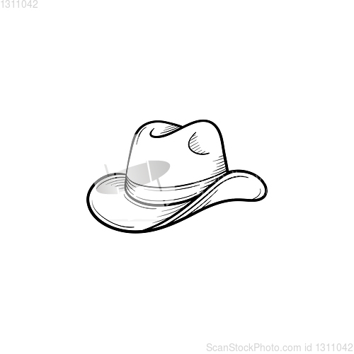 Image of Western cowboy hat hand drawn sketch icon.