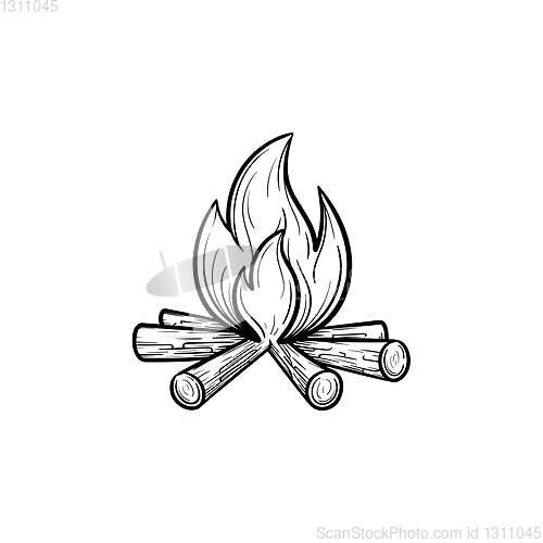 Image of Campfire hand drawn sketch icon.