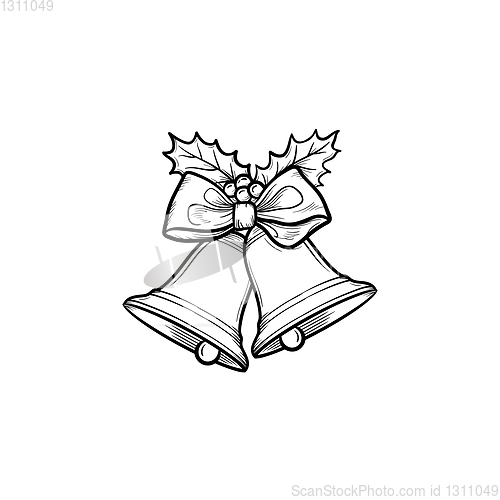 Image of Christmas bells hand drawn outline doodle icon.