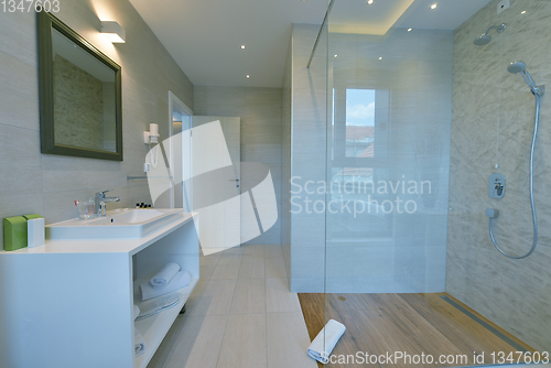 Image of minimalistic bathrom in modern hotel