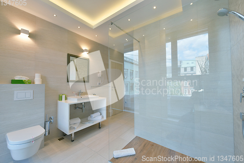 Image of minimalistic bathrom in modern hotel