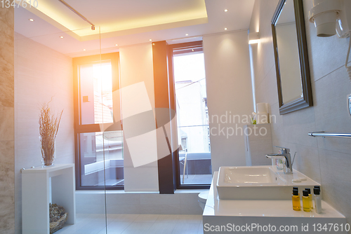 Image of minimalistic bathrom in modern hotel