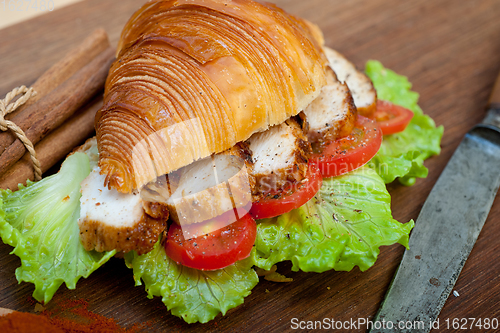 Image of savory croissant brioche bread with chicken breast 