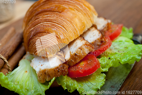 Image of savory croissant brioche bread with chicken breast 