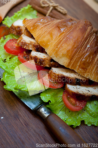 Image of savory croissant brioche bread with chicken breast 