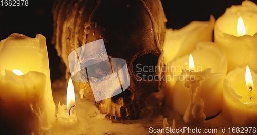 Image of Candles on table closeup photo