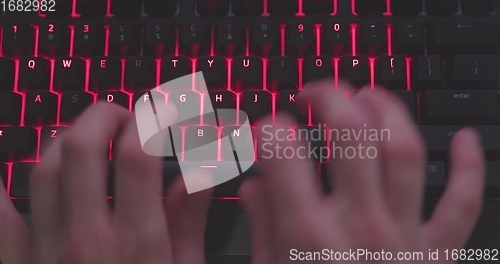 Image of illuminated mechanical keyboard closeup photo