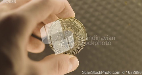 Image of Physical bitcoin closeup photo