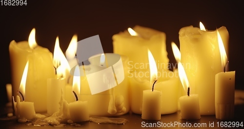 Image of Candles on table closeup photo