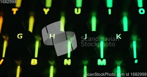 Image of illuminated mechanical keyboard closeup photo