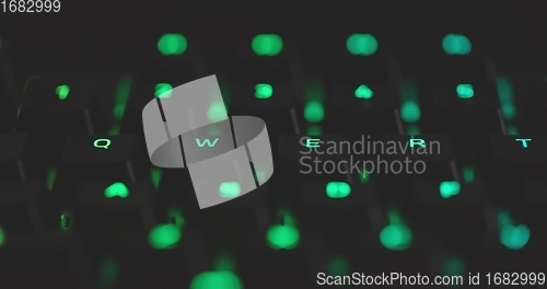 Image of illuminated mechanical keyboard closeup photo