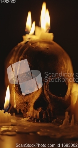 Image of Candles on table closeup photo