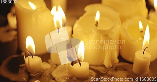 Image of Candles on table closeup photo