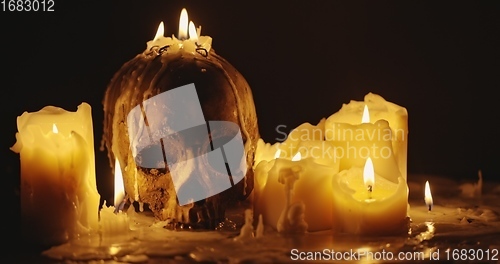 Image of Candles on table closeup photo