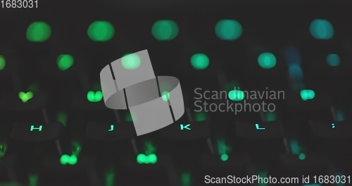 Image of illuminated mechanical keyboard closeup photo