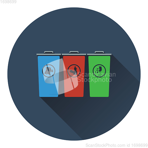 Image of Garbage containers with separated trash icon