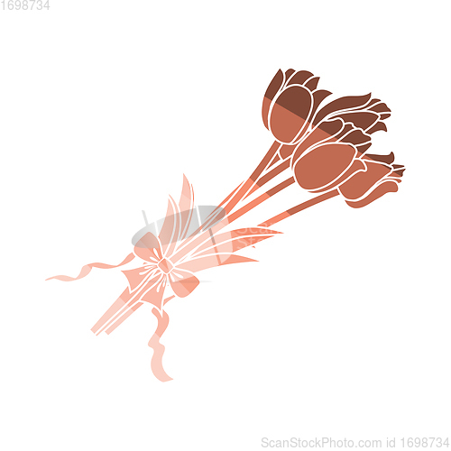 Image of Tulips bouquet icon with tied bow