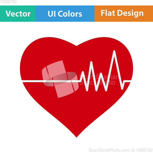 Image of Flat design icon of Heart with cardio diagram