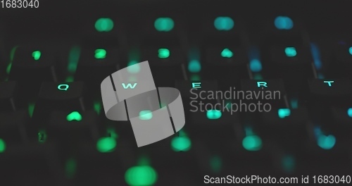 Image of illuminated mechanical keyboard closeup photo