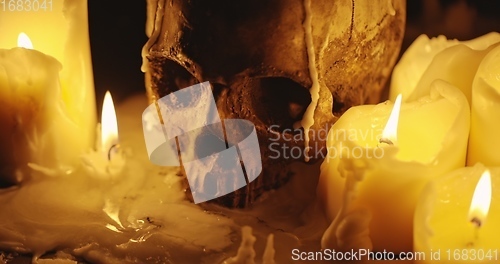 Image of Candles on table closeup photo