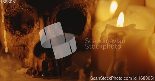 Image of Candles on table closeup photo