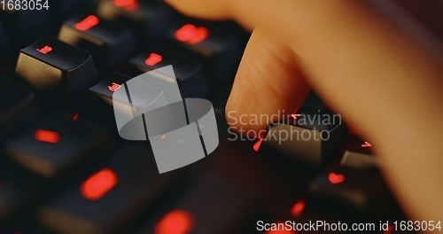 Image of illuminated mechanical keyboard closeup photo