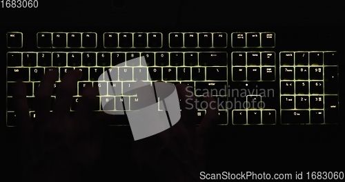 Image of illuminated mechanical keyboard closeup photo