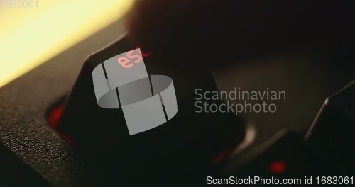 Image of illuminated mechanical keyboard closeup photo