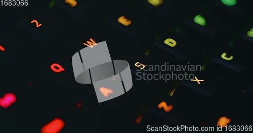 Image of illuminated mechanical keyboard closeup photo