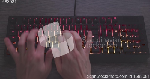 Image of illuminated mechanical keyboard closeup photo