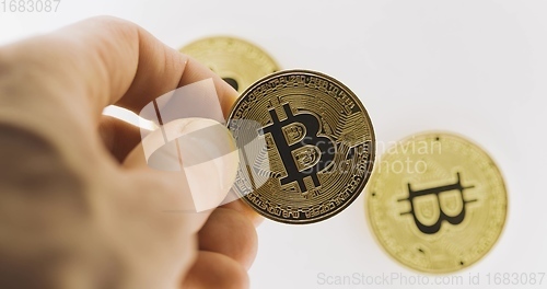 Image of Physical bitcoin closeup photo