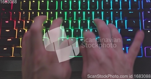 Image of illuminated mechanical keyboard closeup photo