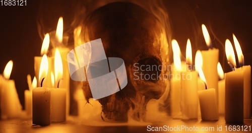 Image of Candles on table closeup photo