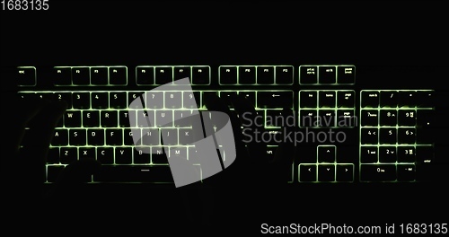 Image of illuminated mechanical keyboard closeup photo