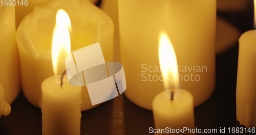 Image of Candles on table closeup photo