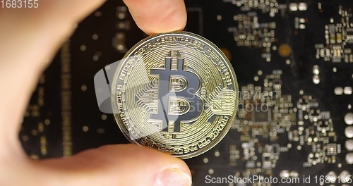 Image of Physical bitcoin closeup photo