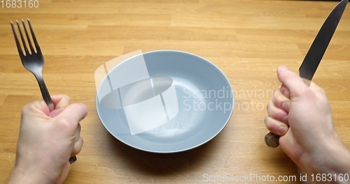 Image of Empty bowl on the table closeup photo