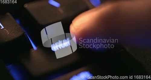 Image of illuminated mechanical keyboard closeup photo