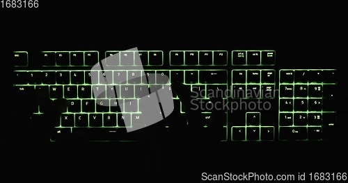 Image of illuminated mechanical keyboard closeup photo