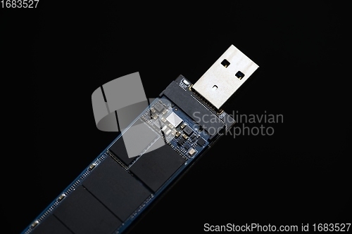 Image of Solid state drive against dark isolated background