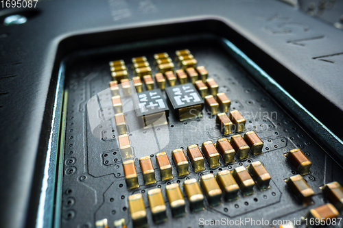 Image of Semiconductor and pc parts closeup photo