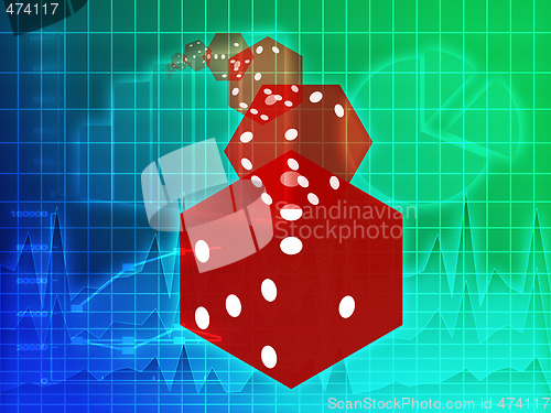 Image of Rolling red dice illustration