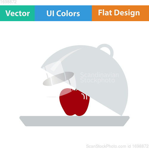 Image of Flat design icon of Apple inside cloche