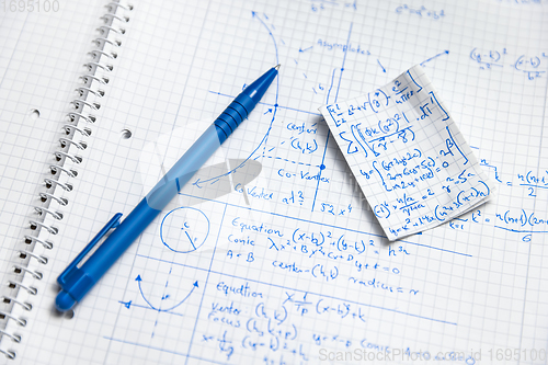 Image of Math handwriting in notebook closeup