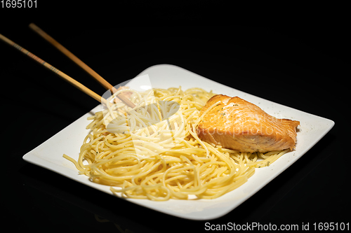 Image of Spaghetti closeup photo as background texture