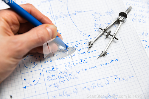 Image of Math handwriting in notebook closeup