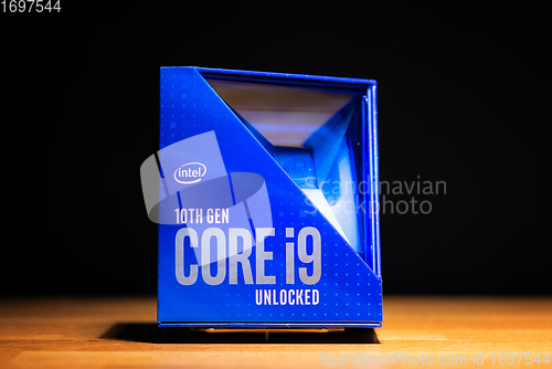 Image of BUDAPEST, HUNGARY - CIRCA 2021: 10th Generation Intel Core i9 CPU featuring 10 Cores 20 threads