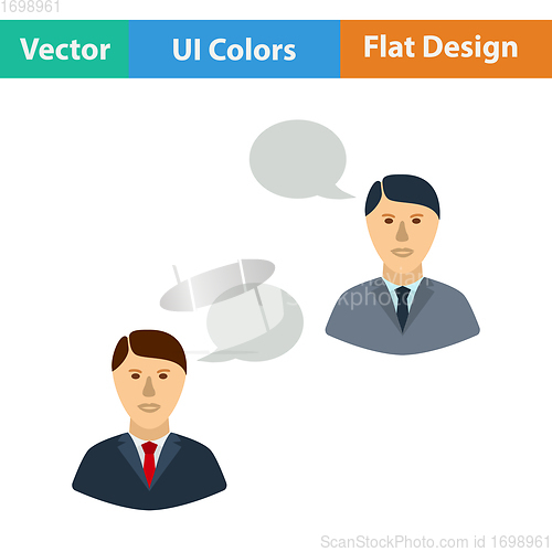 Image of Flat design icon of Chating businessmen
