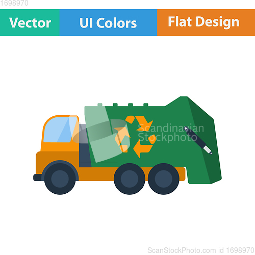 Image of Garbage car with recycle icon.