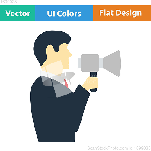 Image of Flat design icon of Man with mouthpiece